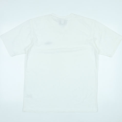 Umbro Mens White Polyester Basic T-Shirt Size L V-Neck Pullover - Logo