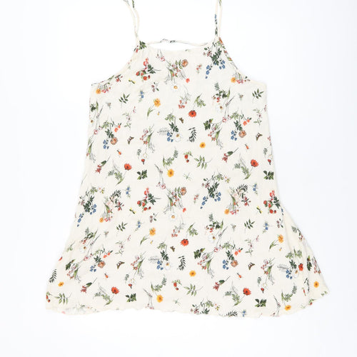 Suite Benedict Womens Ivory Floral Viscose Basic Tank Size M Scoop Neck