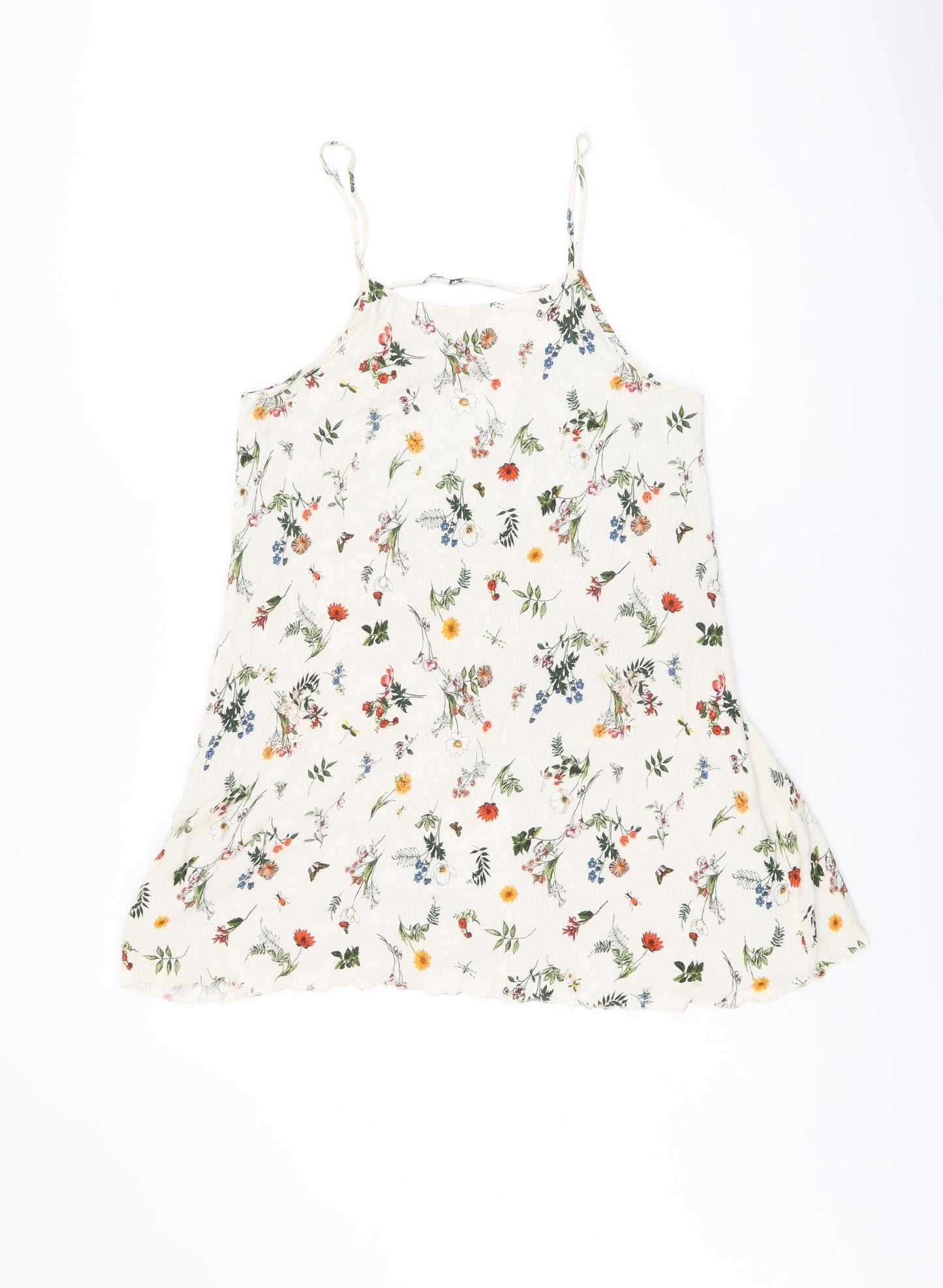 Suite Benedict Womens Ivory Floral Viscose Basic Tank Size M Scoop Neck