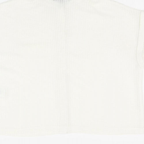 New Look Womens White Polyester Basic Button-Up Size 10 Collared - Sheer