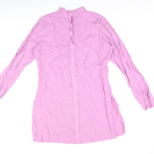United Colors of Benetton Womens Purple Polyester Tunic T-Shirt Size M Round Neck - Pleated