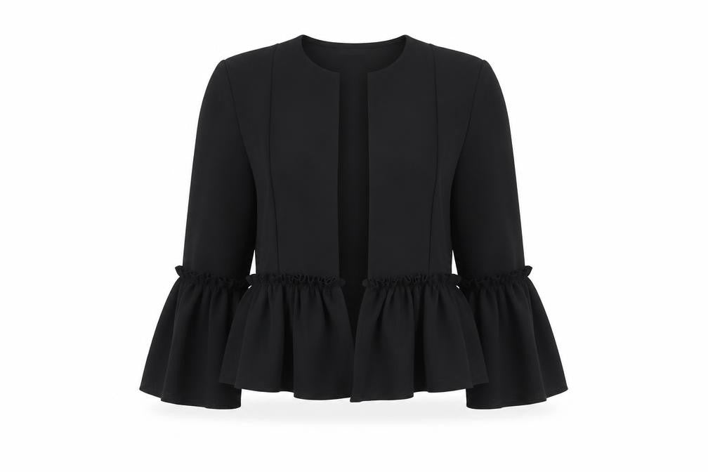 Front view of Cameo Rose women’s black jacket, size UK 10