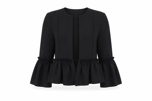 Front view of Cameo Rose women’s black jacket, size UK 10