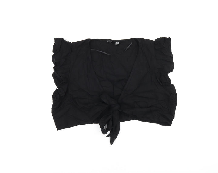 Vera Moda Womens Black Viscose Cropped Tank Size 24 V-Neck