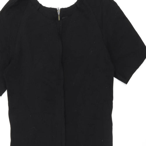 Zara Womens Black Polyester Bodycon Size M Boat Neck Zip