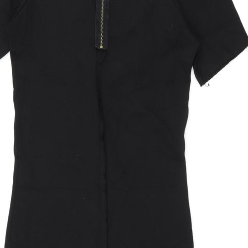 Zara Womens Black Polyester Bodycon Size M Boat Neck Zip