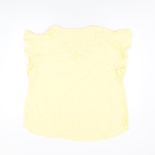 Monsoon Womens Yellow Polyester Basic T-Shirt Size 22 V-Neck
