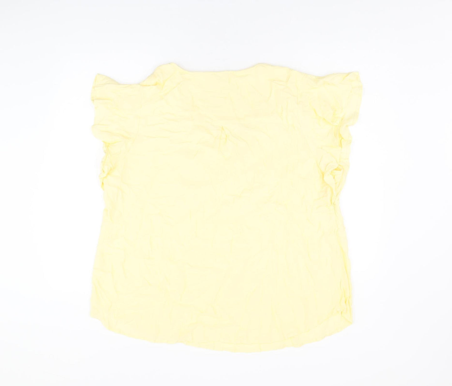 Monsoon Womens Yellow Polyester Basic T-Shirt Size 22 V-Neck