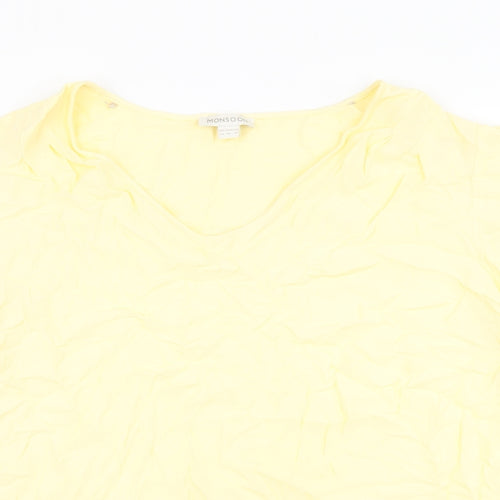 Monsoon Womens Yellow Polyester Basic T-Shirt Size 22 V-Neck