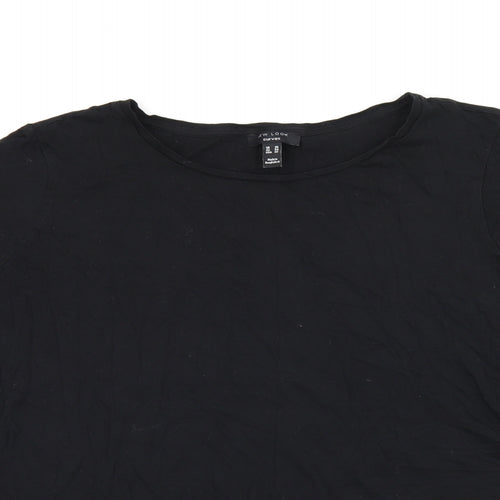 New Look Womens Black Cotton Basic Blouse Size 26 Round Neck - Broderie Anglaise