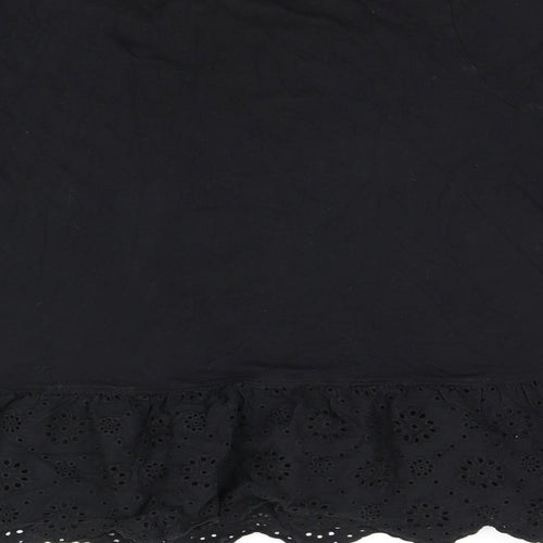 New Look Womens Black Cotton Basic Blouse Size 26 Round Neck - Broderie Anglaise