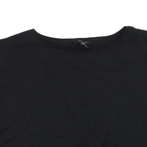 New Look Womens Black Cotton Basic Blouse Size 26 Round Neck - Broderie Anglaise