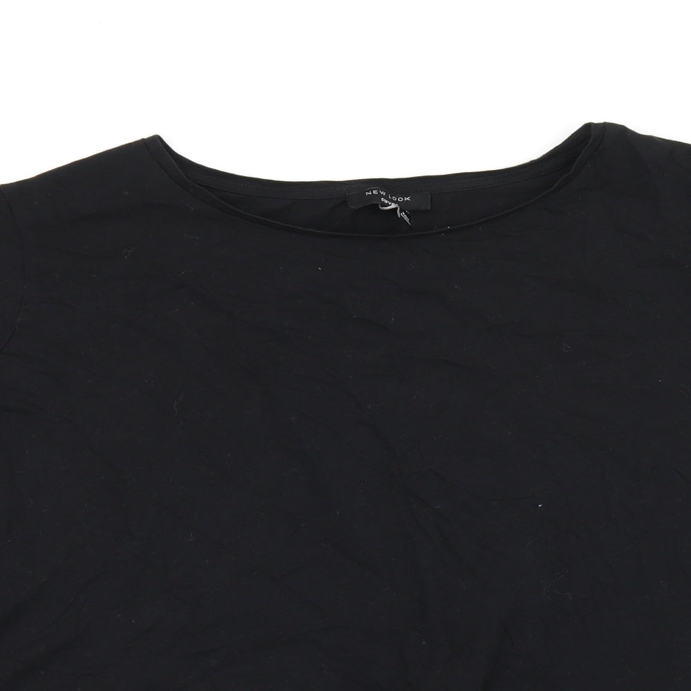 New Look Womens Black Cotton Basic Blouse Size 26 Round Neck - Broderie Anglaise