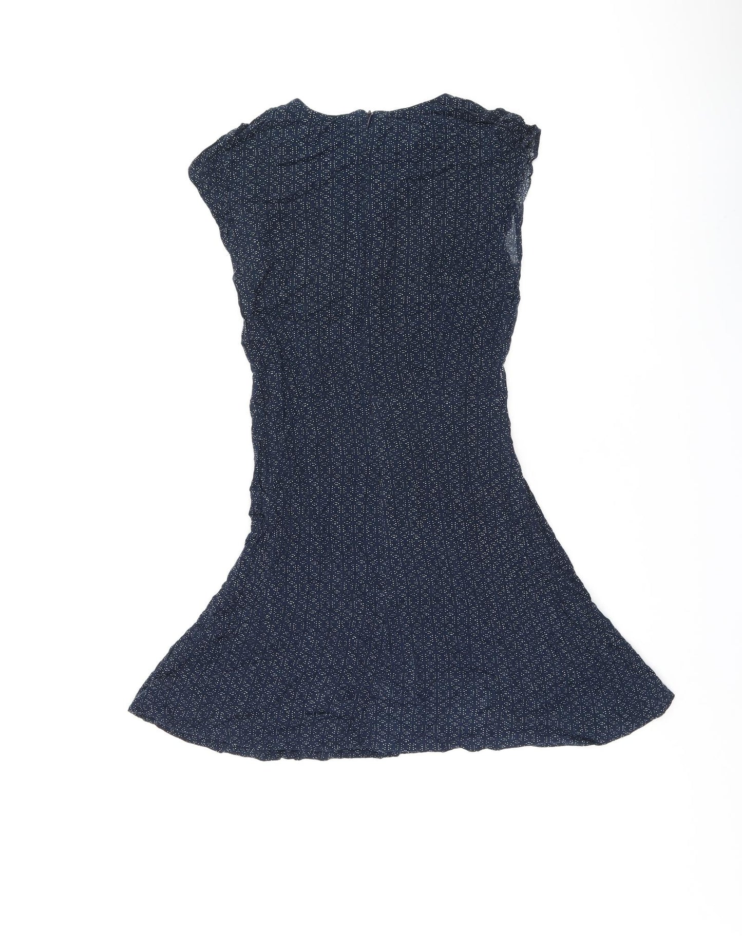 Cooperative Womens Blue Geometric Viscose Mini Size XS Round Neck Zip
