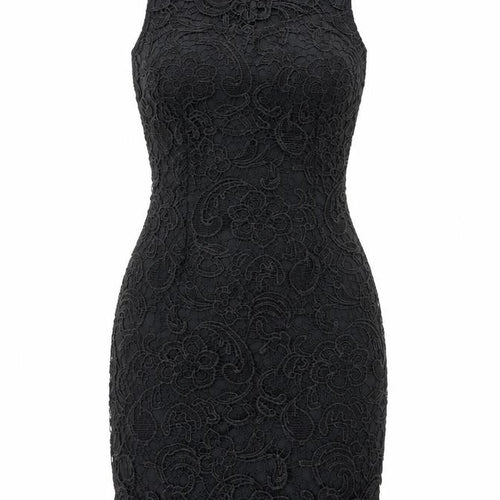 AX Paris Womens Black Floral Polyester Bodycon Size 10 Round Neck Zip - Feather Hem