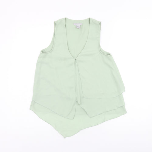 H&M Womens Green Polyester Basic Tank Size 4 V-Neck