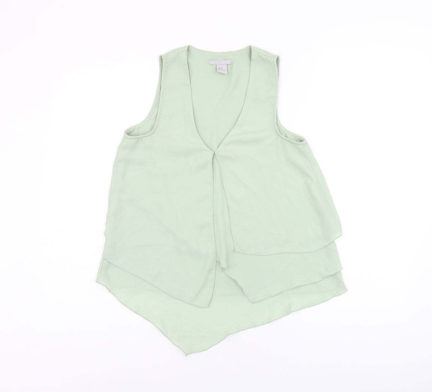 H&M Womens Green Polyester Basic Tank Size 4 V-Neck