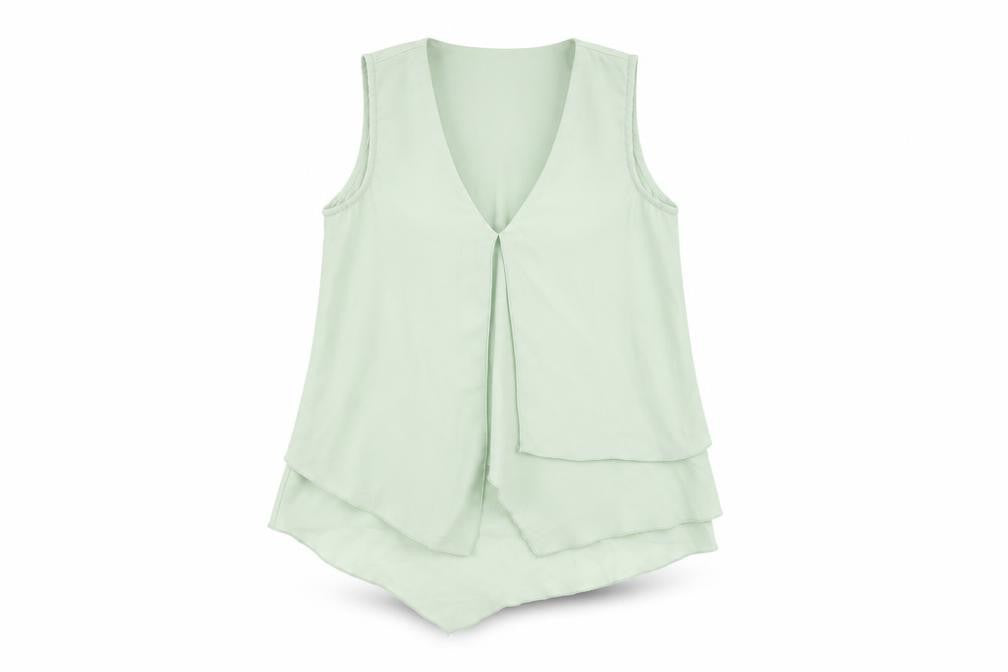 H&M Womens Green Polyester Basic Tank Size 4 V-Neck