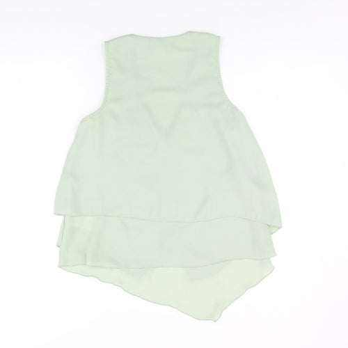 H&M Womens Green Polyester Basic Tank Size 4 V-Neck