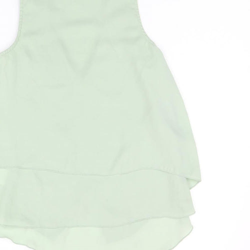 H&M Womens Green Polyester Basic Tank Size 4 V-Neck