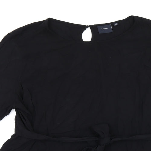 I.scenery Womens Black Viscose Basic T-Shirt Size 26 Boat Neck - Belted