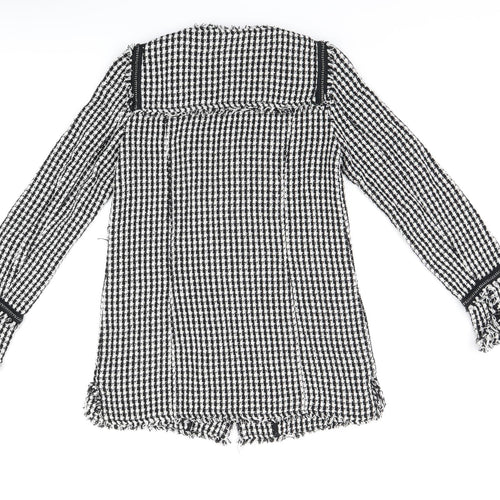 Zara Womens Black Geometric Jacket Size S Zip - Houndstooth