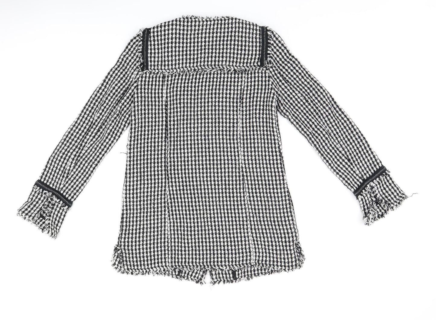 Zara Womens Black Geometric Jacket Size S Zip - Houndstooth