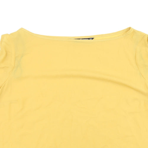 Marina Kaneva Womens Yellow Polyester Basic Blouse Size 10 V-Neck - Cold Shoulders