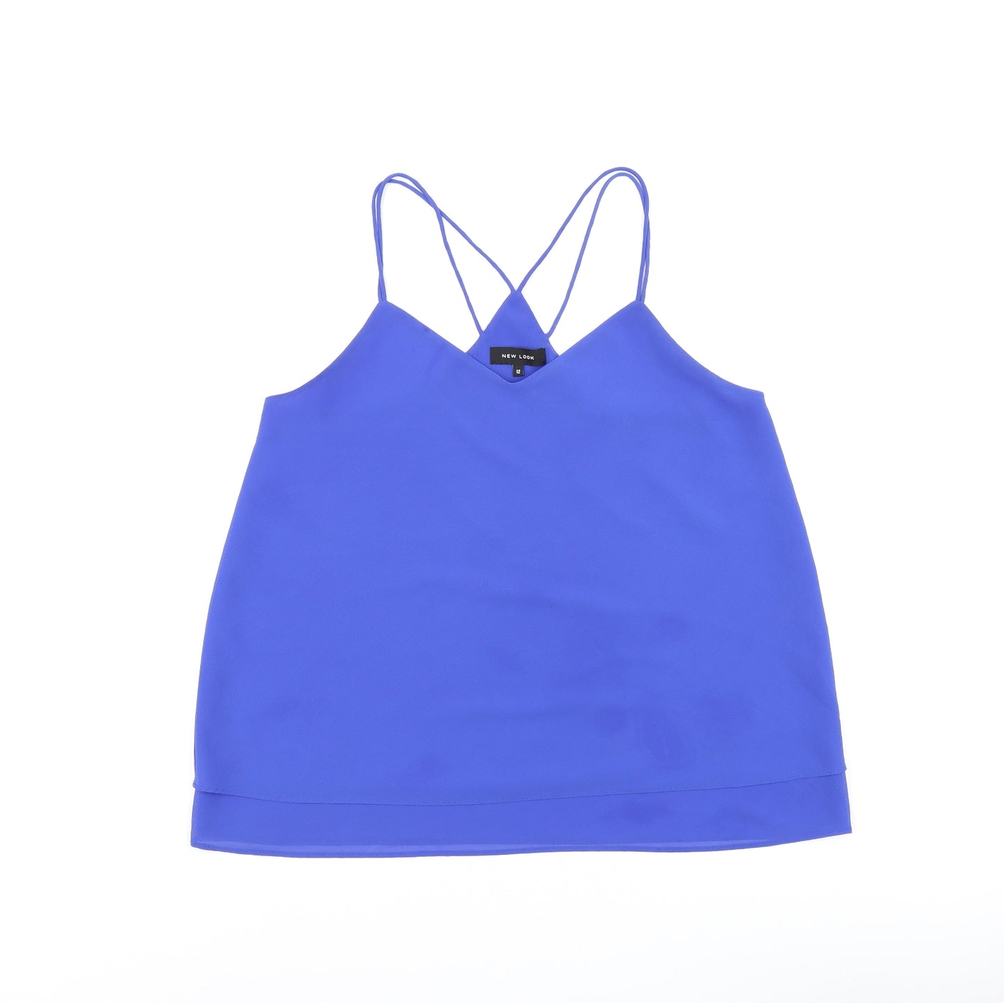 New Look Womens Blue Polyester Camisole T-Shirt Size 12 V-Neck