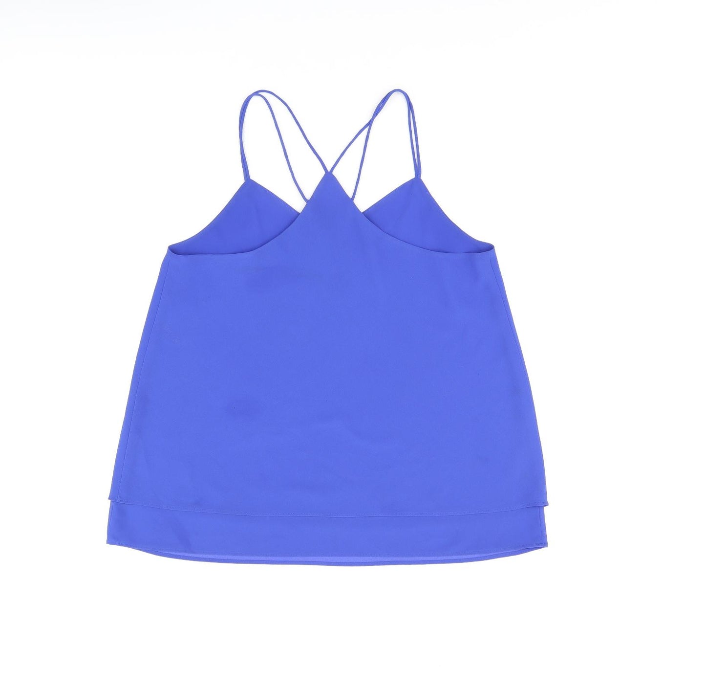 New Look Womens Blue Polyester Camisole T-Shirt Size 12 V-Neck