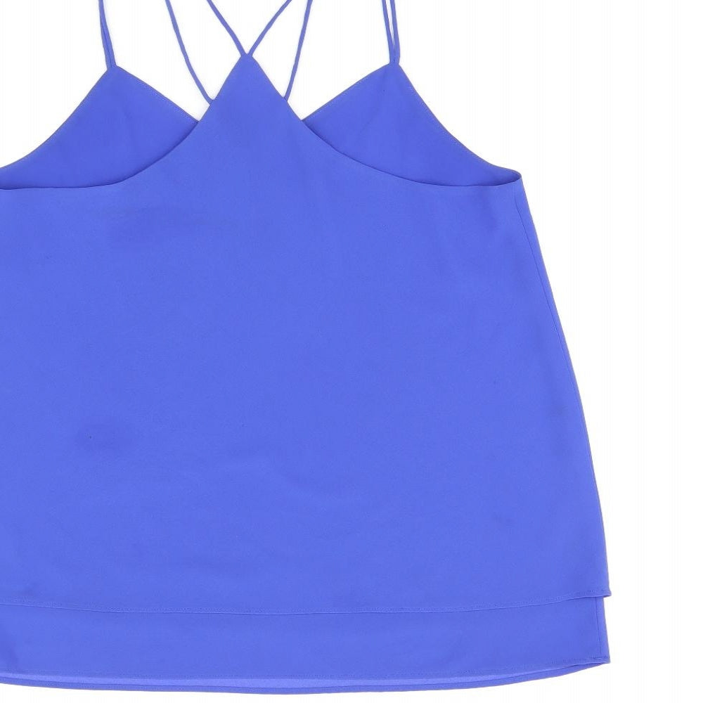 New Look Womens Blue Polyester Camisole T-Shirt Size 12 V-Neck