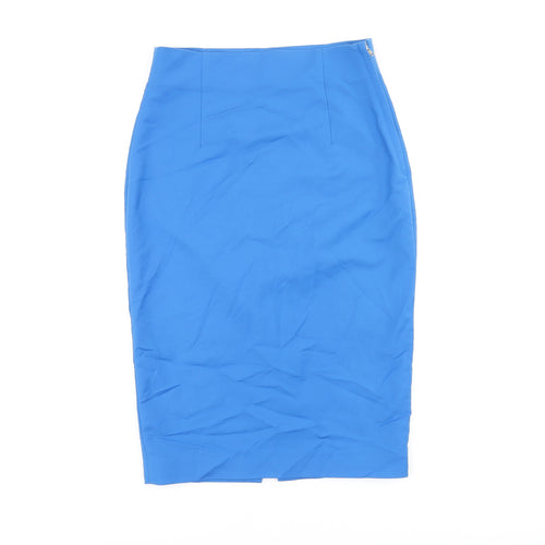 Zara Womens Blue Cotton Straight & Pencil Skirt Size XS Zip