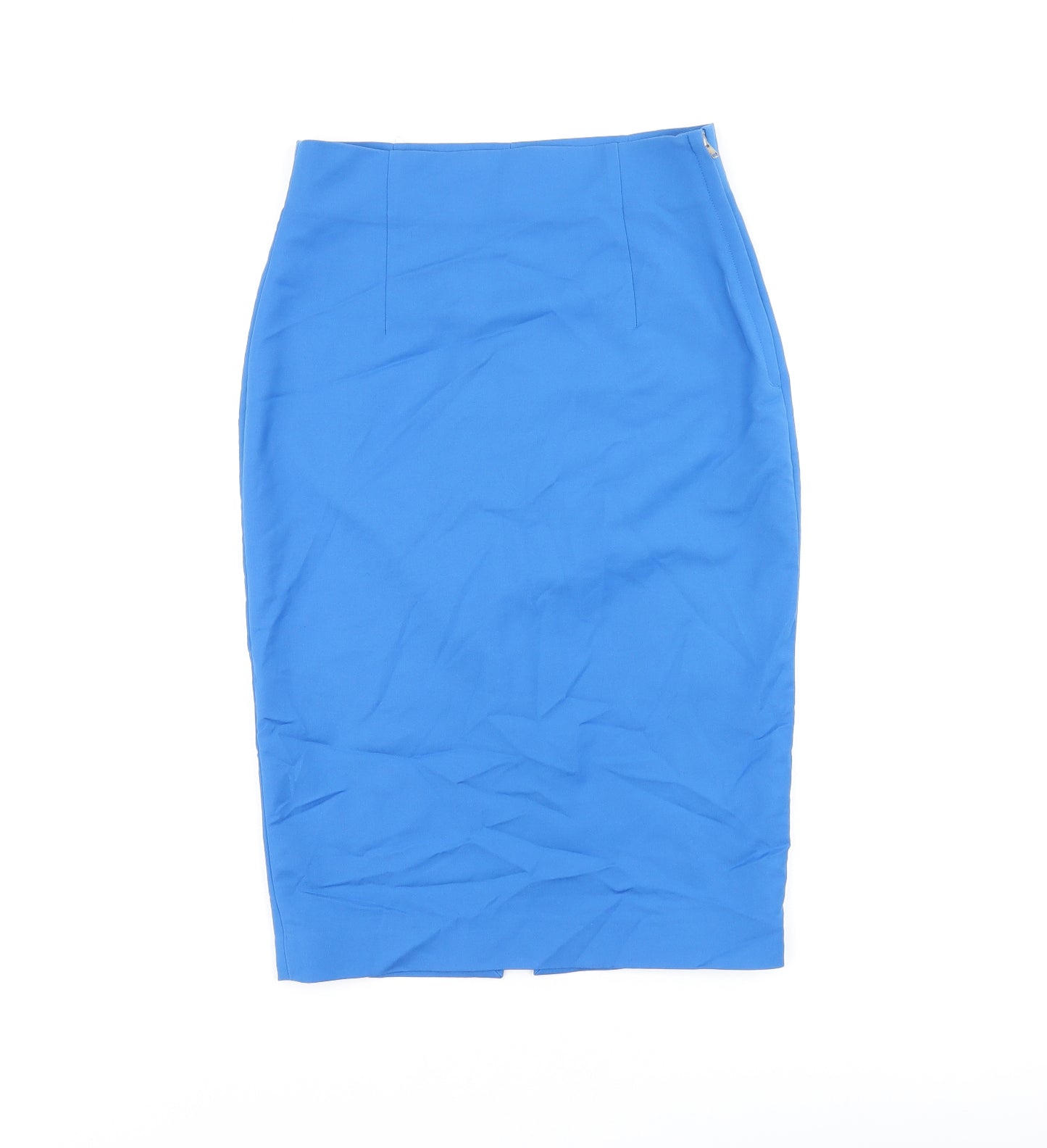 Zara Womens Blue Cotton Straight & Pencil Skirt Size XS Zip