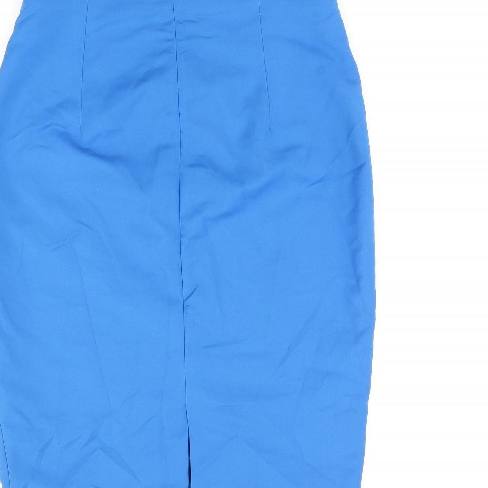 Zara Womens Blue Cotton Straight & Pencil Skirt Size XS Zip