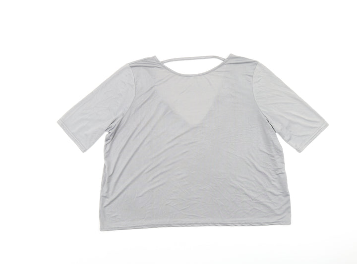 River Island Womens Grey Polyester Basic T-Shirt Size 8 Round Neck