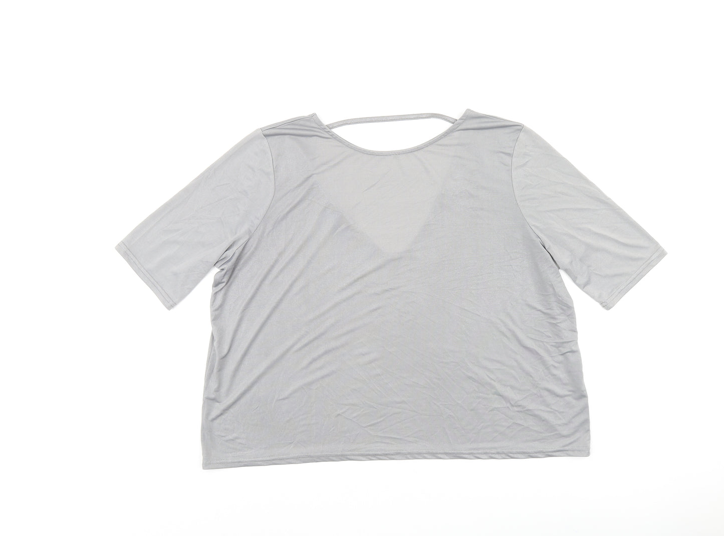 River Island Womens Grey Polyester Basic T-Shirt Size 8 Round Neck