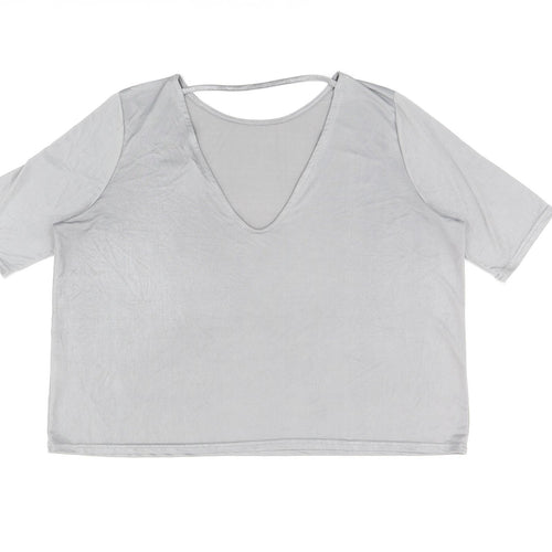 River Island Womens Grey Polyester Basic T-Shirt Size 8 Round Neck