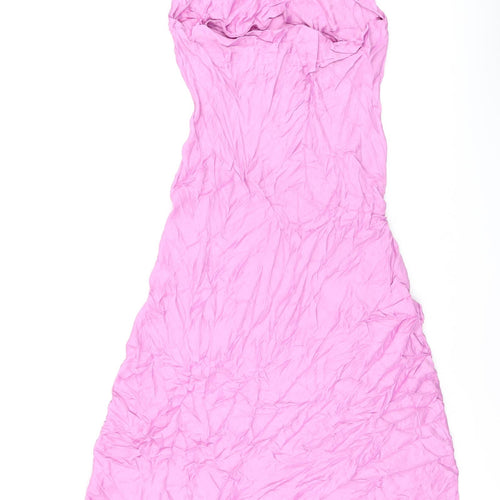Zara Womens Purple Viscose Slip Dress Size M Square Neck Pullover