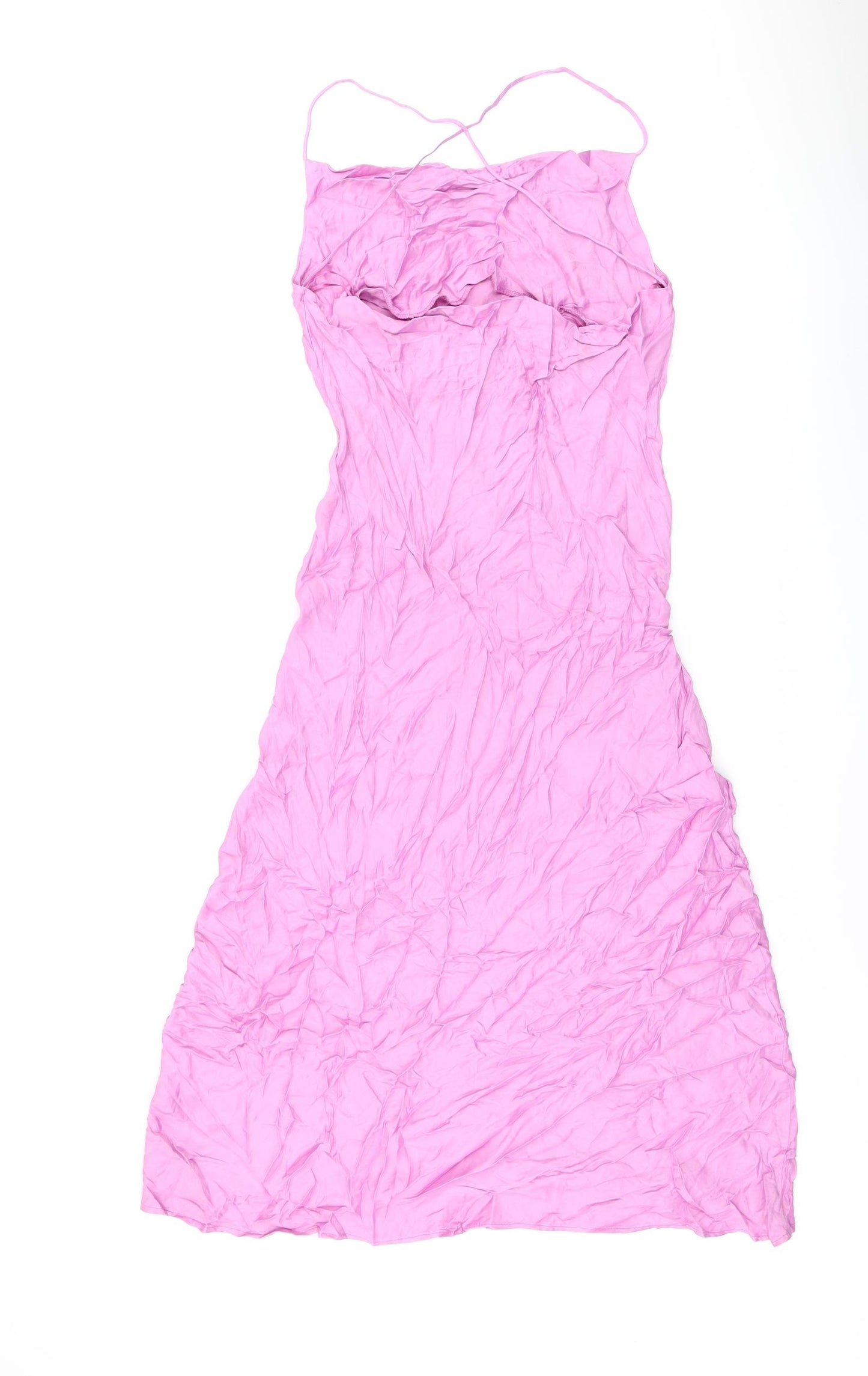 Zara Womens Purple Viscose Slip Dress Size M Square Neck Pullover