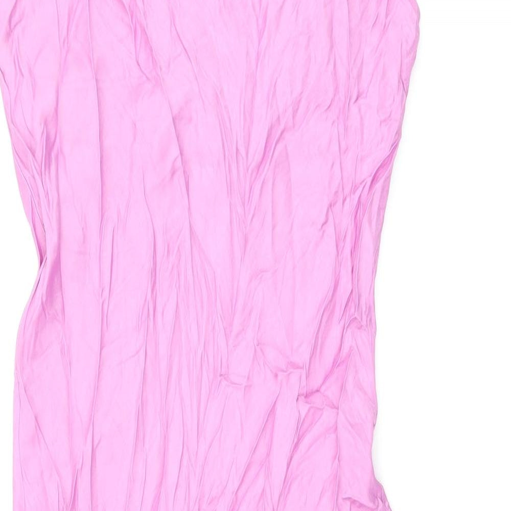 Zara Womens Purple Viscose Slip Dress Size M Square Neck Pullover