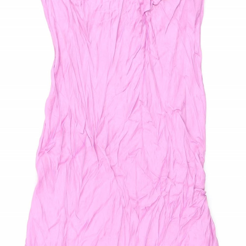 Zara Womens Purple Viscose Slip Dress Size M Square Neck Pullover