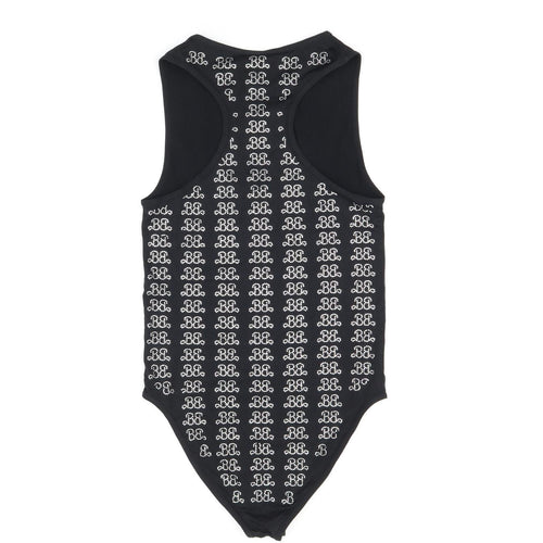 Zara Womens Black Geometric Polyamide Playsuit One-Piece Size XS Snap - Barbie