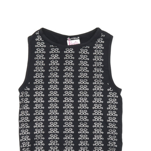 Zara Womens Black Geometric Polyamide Playsuit One-Piece Size XS Snap - Barbie