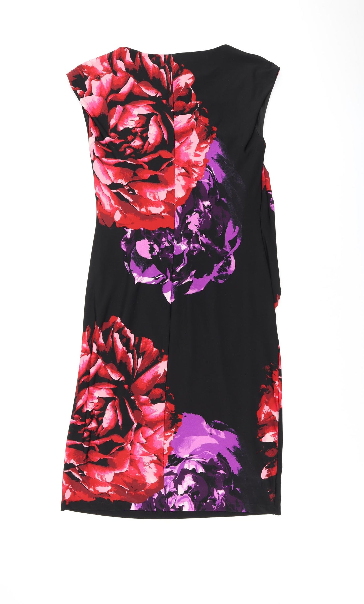 Debenhams Womens Black Floral Polyester Bodycon Size 14 Boat Neck Pullover