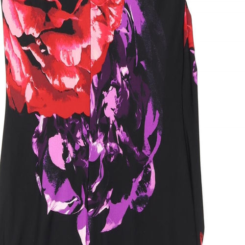 Debenhams Womens Black Floral Polyester Bodycon Size 14 Boat Neck Pullover