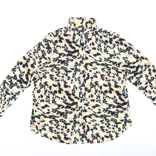 Marks and Spencer Womens Multicoloured Animal Print Polyester Basic Button-Up Size 14 Collared