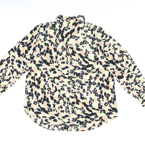 Marks and Spencer Womens Multicoloured Animal Print Polyester Basic Button-Up Size 14 Collared