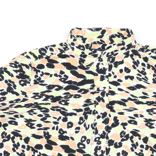 Marks and Spencer Womens Multicoloured Animal Print Polyester Basic Button-Up Size 14 Collared