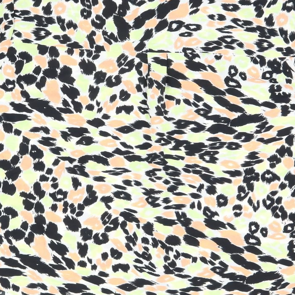 Marks and Spencer Womens Multicoloured Animal Print Polyester Basic Button-Up Size 14 Collared