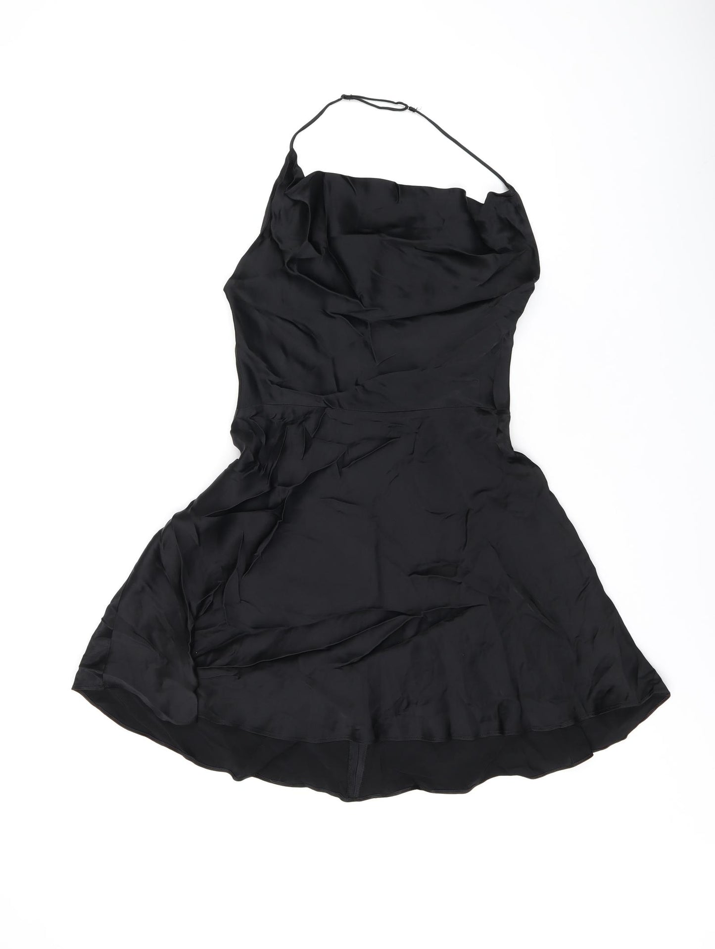 Zara Womens Black Viscose Mini Size XS Halter Zip